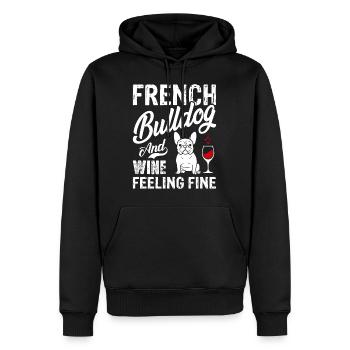 French Bulldog And Wine Feeling Fine - Men’s Premium Organic Hoodie - black - Front - Nico (187cm)