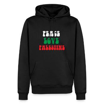 Peace Love Palestine - Sweat à capuche Premium bio Homme - noir - Devant - Nico (187cm)