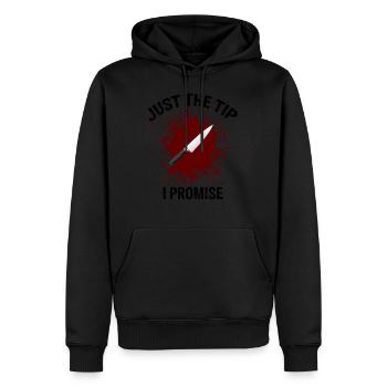 Nur der Tipp, den ich verspreche - Männer Premium Bio Hoodie - Schwarz - Vorne - Nico (187cm)