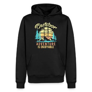 Outdoor Adventure Is Enjoyable Vintage - Men’s Premium Organic Hoodie - black - Front - Nico (187cm)