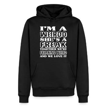 Ich bin ein Weirdo | Freaking Weird BFF - Männer Premium Bio Hoodie - Schwarz - Vorne - Nico (187cm)