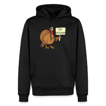 Zum Veganer werden! - Männer Premium Bio Hoodie - Schwarz - Vorne - Nico (187cm)