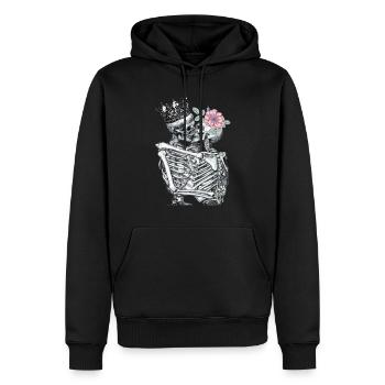 Totenkopf Liebe , Halloween Version - Männer Premium Bio Hoodie - Schwarz - Vorne - Nico (187cm)