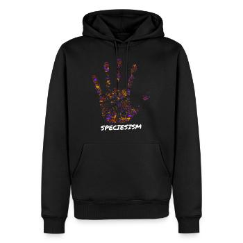 Stop au spécisme Empreinte de main animale - Sweat à capuche Premium bio Homme - noir - Devant - Nico (187cm)