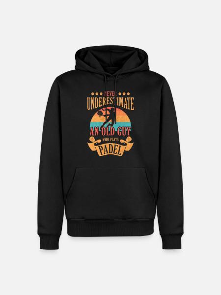 Never Underestimate an Old Guy Padel Tennis Paddle - Herre Premium økologisk hoodie - sort