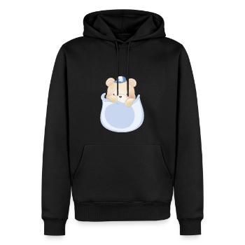 Marsupium Bébé Ours en peluche - Sweat à capuche Premium bio Homme - noir - Devant - Nico (187cm)