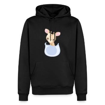 Marsupium Bébé Girafe - Sweat à capuche Premium bio Homme - noir - Devant - Nico (187cm)
