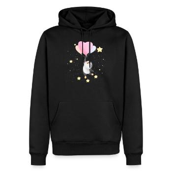 Süßer Pinguin, der im Weltraum schwebt - Männer Premium Bio Hoodie - Schwarz - Vorne - Nico (187cm)