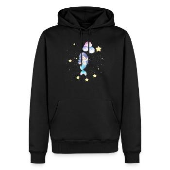 Space Mermaid Floating With Balloons - Men’s Premium Organic Hoodie - black - Front - Nico (187cm)