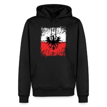 Tirol Wappen Rot Weiß Outfit - Männer Premium Bio Hoodie - Schwarz - Vorne - Nico (187cm)