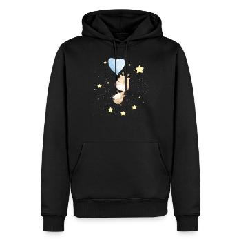 Adorable girafe dans l’espace - Sweat à capuche Premium bio Homme - noir - Devant - Nico (187cm)