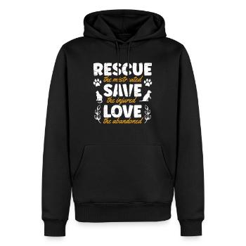 Sauvetage de chien Sauvetage d’animaux Sauvetage Sauvez l’amour - Sweat à capuche Premium bio Homme - noir - Devant - Nico (187cm)