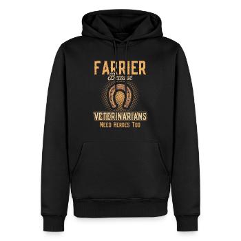 Hufschmied, weil Tierärzte auch Helden brauchen - Männer Premium Bio Hoodie - Schwarz - Vorne - Nico (187cm)