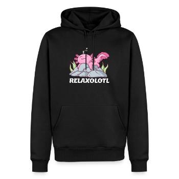 Relaxolotl - Männer Premium Bio Hoodie - Schwarz - Vorne - Nico (187cm)