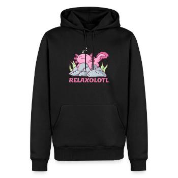 Chiller Axolotl Langschläfer Axolotl - Männer Premium Bio Hoodie - Schwarz - Vorne - Nico (187cm)
