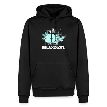 Relaxolotl Late Riser Axolotl - Men’s Premium Organic Hoodie - black - Front - Nico (187cm)