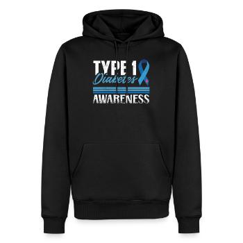 Sensibilisation au diabète de type 1 - Sweat à capuche Premium bio Homme - noir - Devant - Nico (187cm)