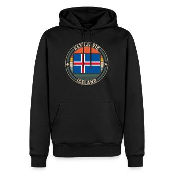 Chemise Islande, Reykjavik Islande, Vintage - Sweat à capuche Premium bio Homme - noir - Devant - Nico (187cm)
