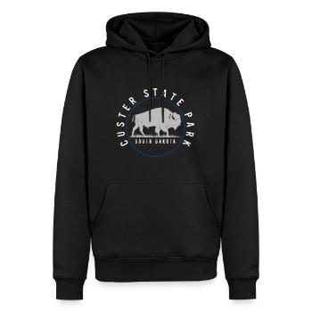 Custer State Park Shirt, Buffalo Roundup South - Men’s Premium Organic Hoodie - black - Front - Nico (187cm)