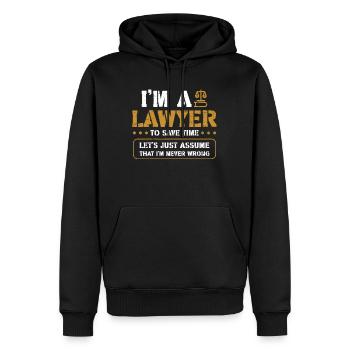 Faculté de droit & Avocat Je suis avocat Avocat Juridique - Sweat à capuche Premium bio Homme - noir - Devant - Nico (187cm)