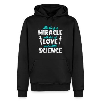 Maman FIV faire un miracle avec amour et science - Sweat à capuche Premium bio Homme - noir - Devant - Nico (187cm)
