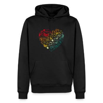 Books Love Heart Bookworm Bookworm - Men’s Premium Organic Hoodie - black - Front - Nico (187cm)