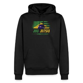 BJJ Jiu Jitsu Brésilien Jiu Jitsu Fighter - Sweat à capuche Premium bio Homme - noir - Devant - Nico (187cm)