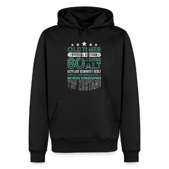 60. Geburtstag Oldtimer Auto 60 Jahre Geburtstag - Männer Premium Bio Hoodie - Schwarz - Vorne - Nico (187cm)