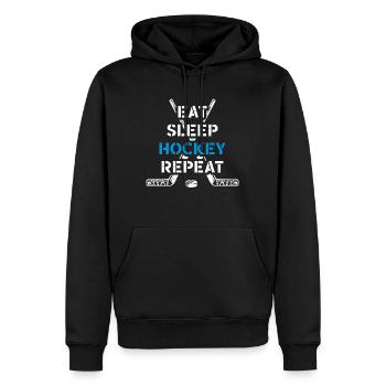 Hockey sur glace Manger Dormir Hockey Répéter - Sweat à capuche Premium bio Homme - noir - Devant - Nico (187cm)