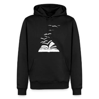 Livres Oiseaux Mouette Rat de bibliothèque - Sweat à capuche Premium bio Homme - noir - Devant - Nico (187cm)