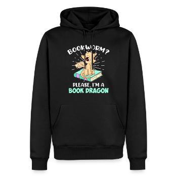 Lire des livres Bookworm? Je suis un dragon du livre - Sweat à capuche Premium bio Homme - noir - Devant - Nico (187cm)