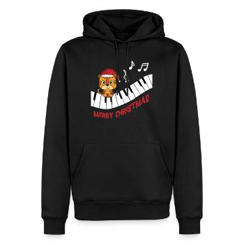 Piano Tigre Piano I Animaux | Noël - Sweat à capuche Premium bio Homme - noir - Devant - Nico (187cm)