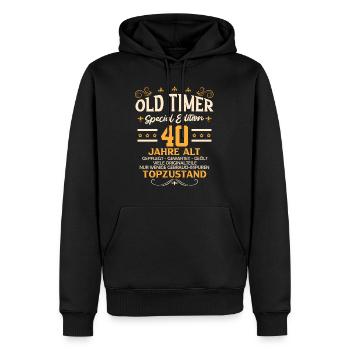 Oldtimer Modell 40 Jahre 40. Geburtstag - Männer Premium Bio Hoodie - Schwarz - Vorne - Nico (187cm)