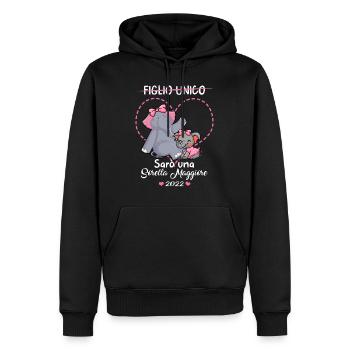 Figlio unico, sarò una sorella maggiore 2022, - Men’s Premium Organic Hoodie - black - Front - Nico (187cm)