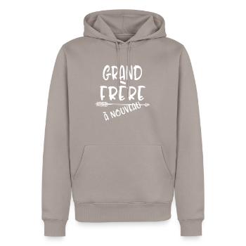 Chemise de grand frère, je suis le grand frère, - Sweat à capuche Premium bio Homme - taupe - Devant - Nico (187cm)
