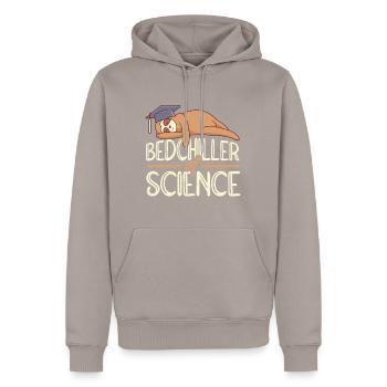Bedchiller of Science Bachelorabschluss Bachelor - Männer Premium Bio Hoodie - Taupe - Vorne - Nico (187cm)