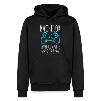 Baccalauréat Baccalauréat 2022 Terminé - Sweat à capuche Premium bio Homme - noir - Devant - Nico (187cm)