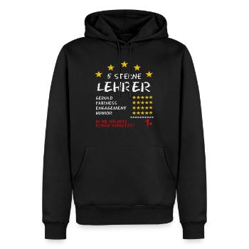 Lehrer Zeugnis Spruch 5 Sterne Lehrer - Männer Premium Bio Hoodie - Schwarz - Vorne - Nico (187cm)