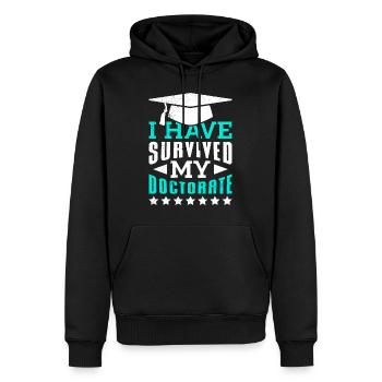 Ich habe meine Doktorarbeit überlebt Promotion - Männer Premium Bio Hoodie - Schwarz - Vorne - Nico (187cm)