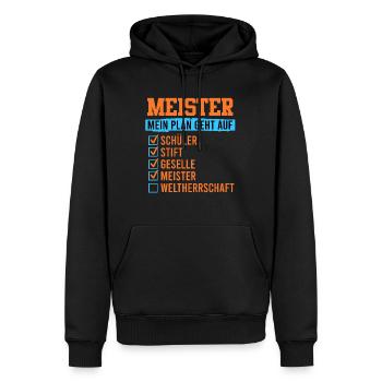 Meisterprüfung bestanden Plan geht auf - Männer Premium Bio Hoodie - Schwarz - Vorne - Nico (187cm)