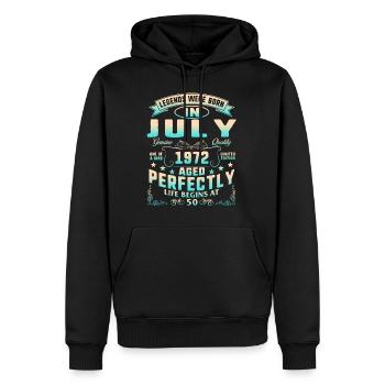 Legends Were Born In July 1972, Life Begins At 50 - Men’s Premium Organic Hoodie - black - Front - Nico (187cm)