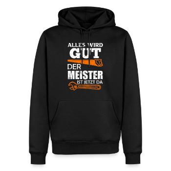 Alles wird gut der Meister ist jetzt da - Männer Premium Bio Hoodie - Schwarz - Vorne - Nico (187cm)