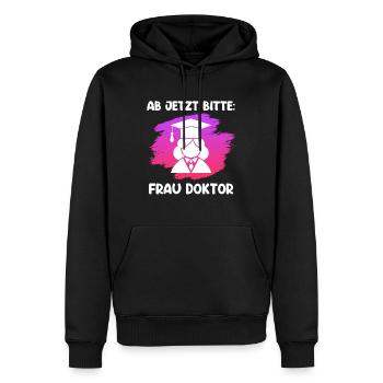 Doktortitel 202 ab jetzt heißt es Frau Doktor - Männer Premium Bio Hoodie - Schwarz - Vorne - Nico (187cm)