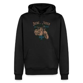 Rebel Rider Moto Vintage Rocker Motard - Sweat à capuche Premium bio Homme - noir - Devant - Nico (187cm)