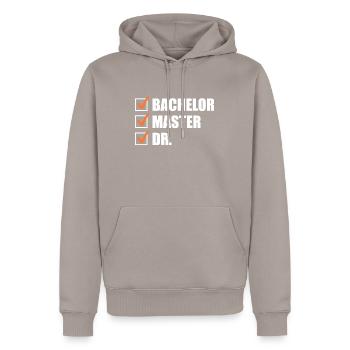 Doctorat 2022 Thèse de doctorat - Sweat à capuche Premium bio Homme - taupe - Devant - Nico (187cm)