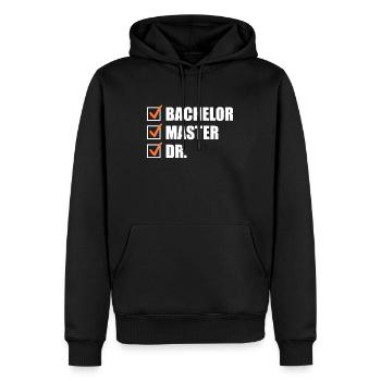 Doctorat 2022 Thèse de doctorat - Sweat à capuche Premium bio Homme - noir - Devant - Nico (187cm)