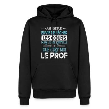 Idée cadeau enseignant, humour éducation scolaire - Sweat à capuche Premium bio Homme - noir - Devant - Nico (187cm)