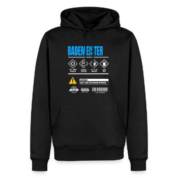 Bademeister Gebrauchsanweisung Warnhinweise - Männer Premium Bio Hoodie - Schwarz - Vorne - Nico (187cm)