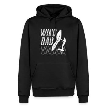 Wing Dad Wing Foiler Wing Surfer Vater Papa - Männer Premium Bio Hoodie - Schwarz - Vorne - Nico (187cm)
