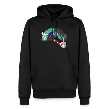 Eisenbahn Übergang Schranke Eisenbahner - Männer Premium Bio Hoodie - Schwarz - Vorne - Nico (187cm)